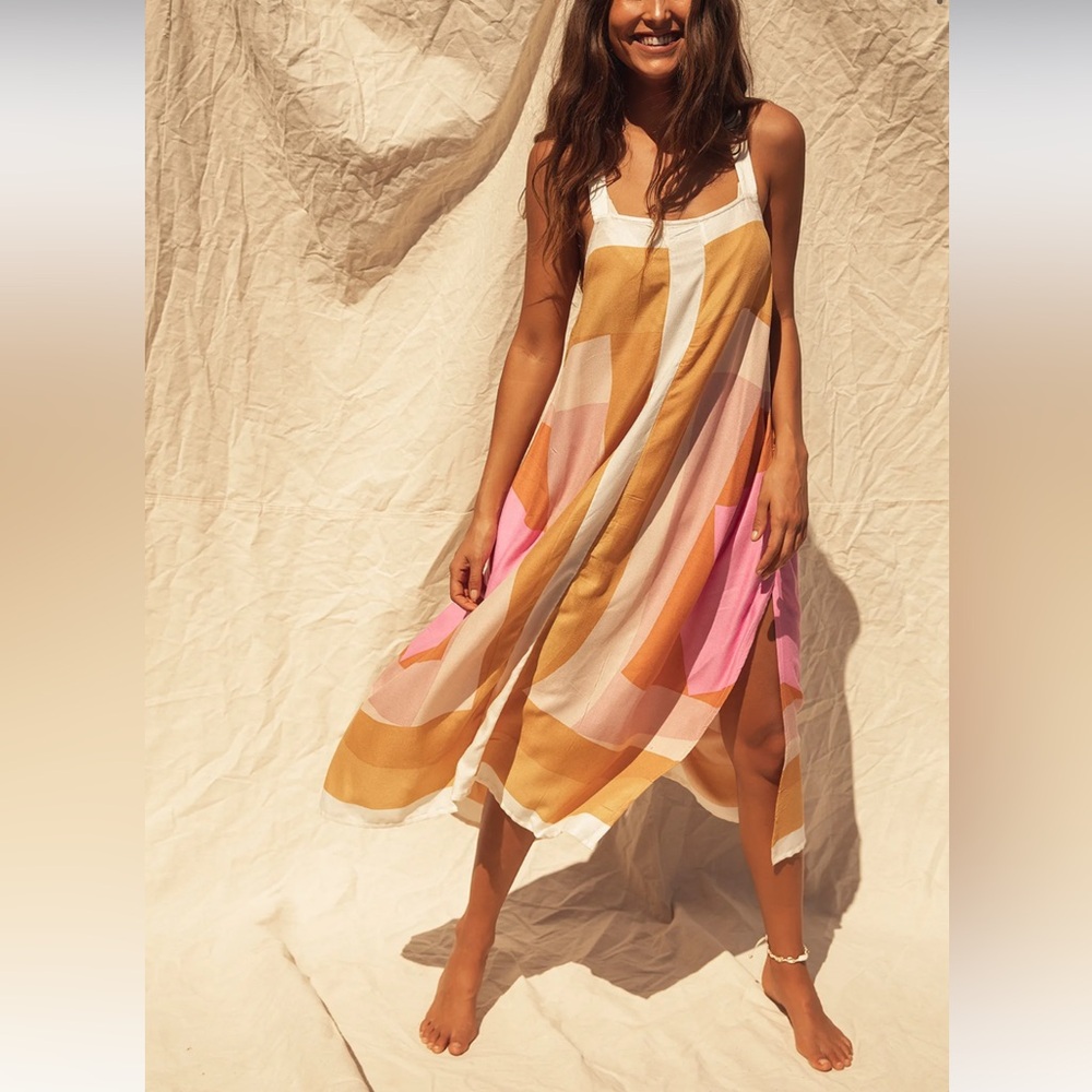 Miranda Multicolor Geometric Print Midi Dress